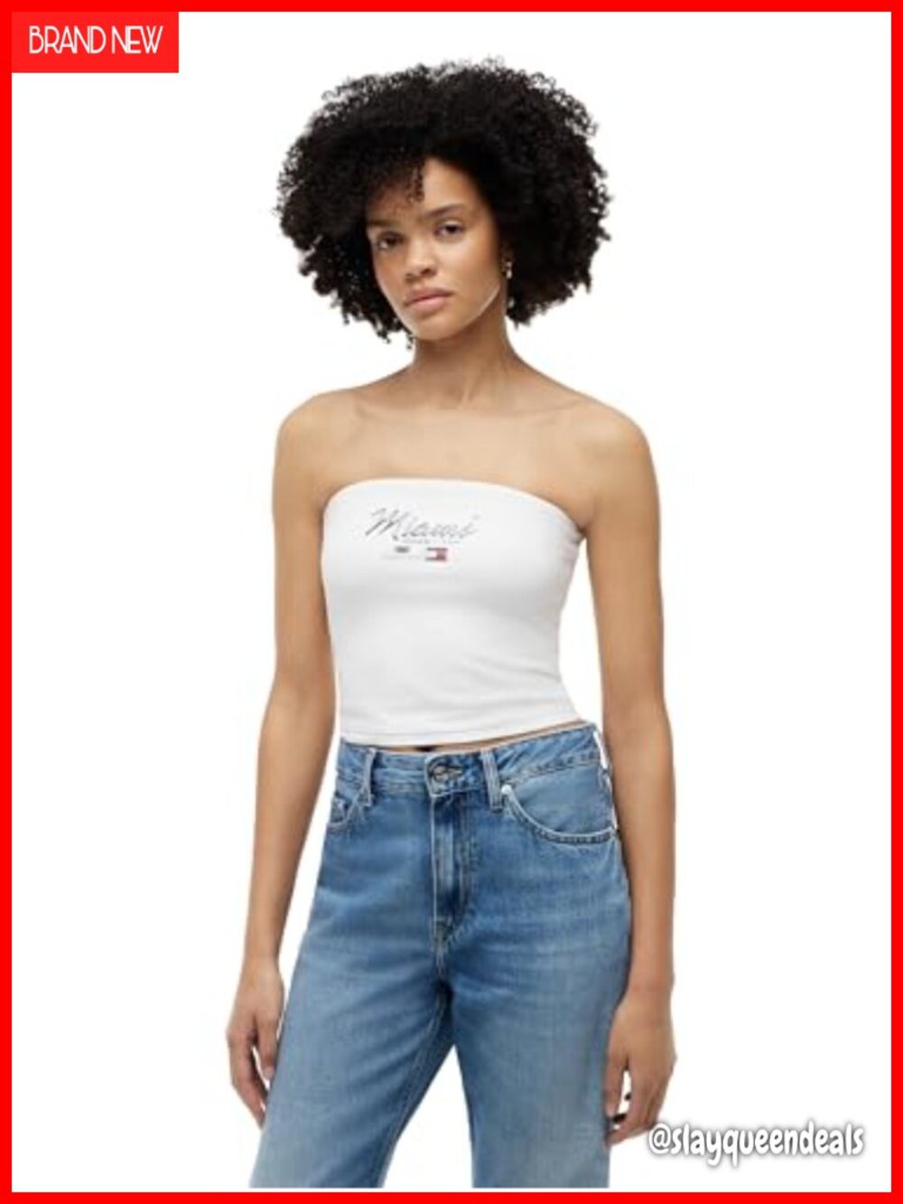 Tommy Hilfiger F1 Miami Graphic Tube Top Double-Layered Cotton Jersey Strapless